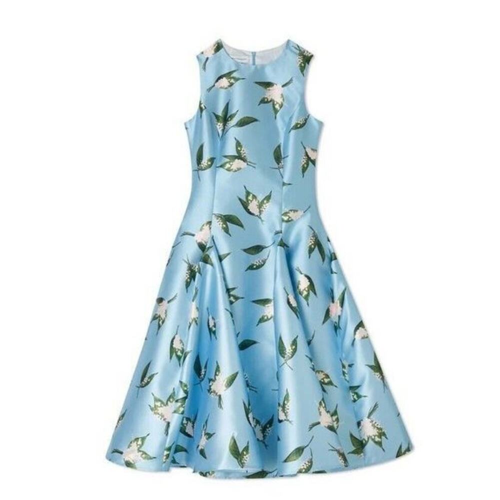 Molly Moorkamp Charlotte Lily of the Valley Midi Dress in Silk Gazar blue 8